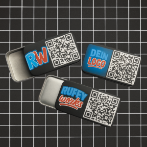 Metalletui mit Logo & QR-Code